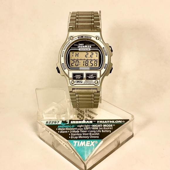 RARE Timex Ironman Triathlon Unisex Watch Stainless Steel INDIGLO Vintage - Picture 2 of 5